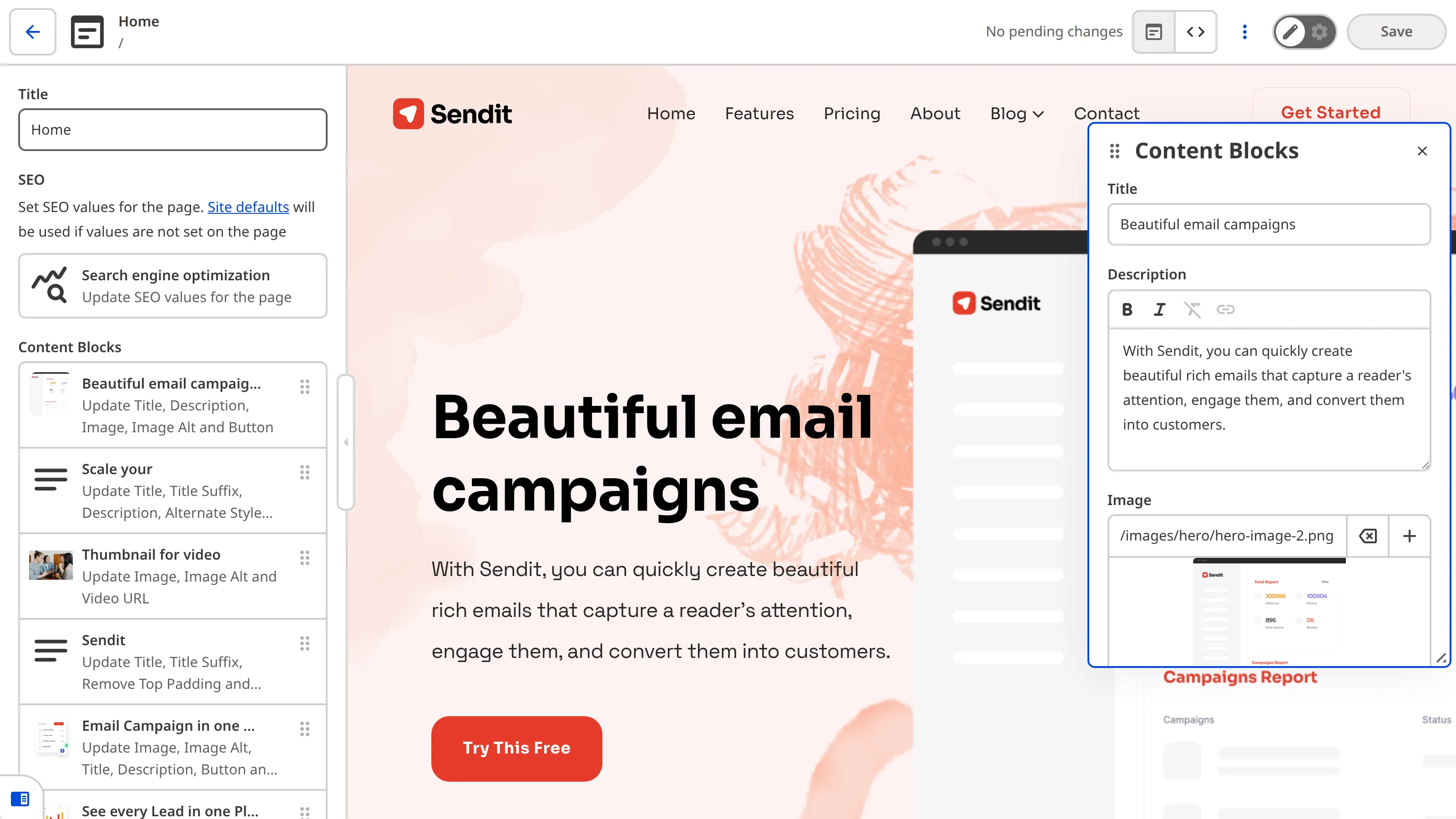 A screenshot of the Visual Editor displays a webpage preview with a data panel containing inputs open over top.