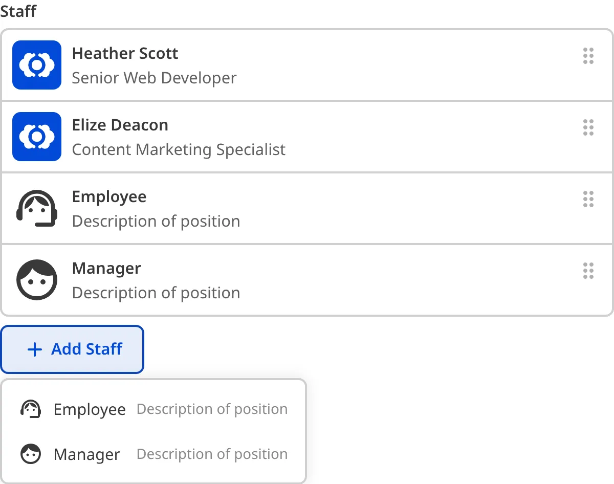 The sidebar of the Content Editor The sidebar of the Content Editor shows an array with structure options configured.