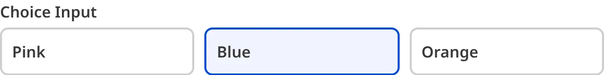 A screenshot of the Choice Input in the Data Editor shows three buttons.