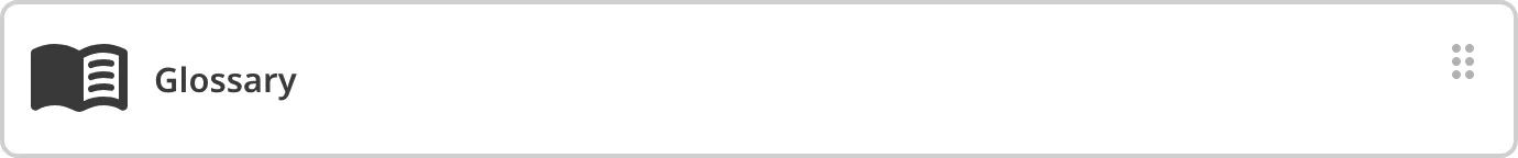 The Content Editor showing a Glossary Snippet block.