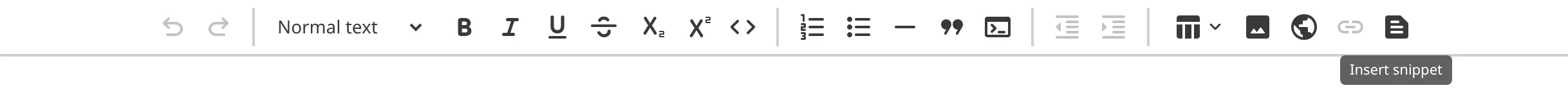 The CloudCannon Content Editor toolbar showing the Insert Snippet button.