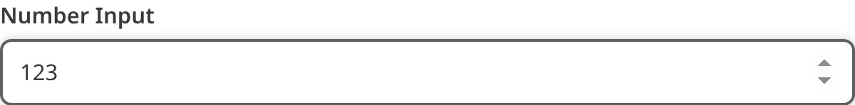 A screenshot of the Number Input in the Data Editor shows a text field and arrows to increase or decrease the value.