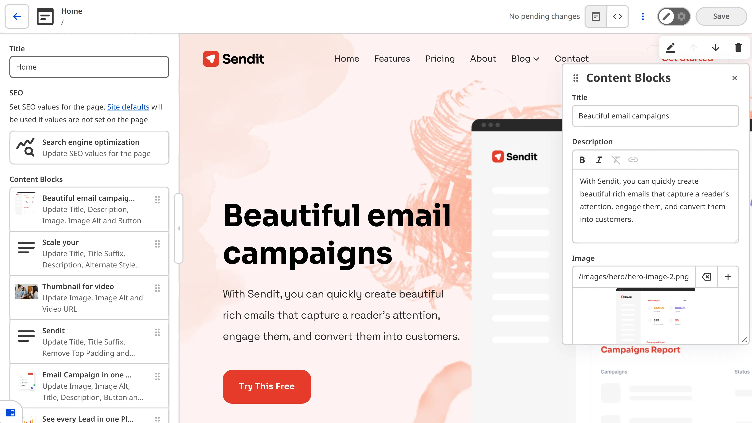 A screenshot of the Visual Editor displays a webpage preview with a data panel containing inputs open over top.
