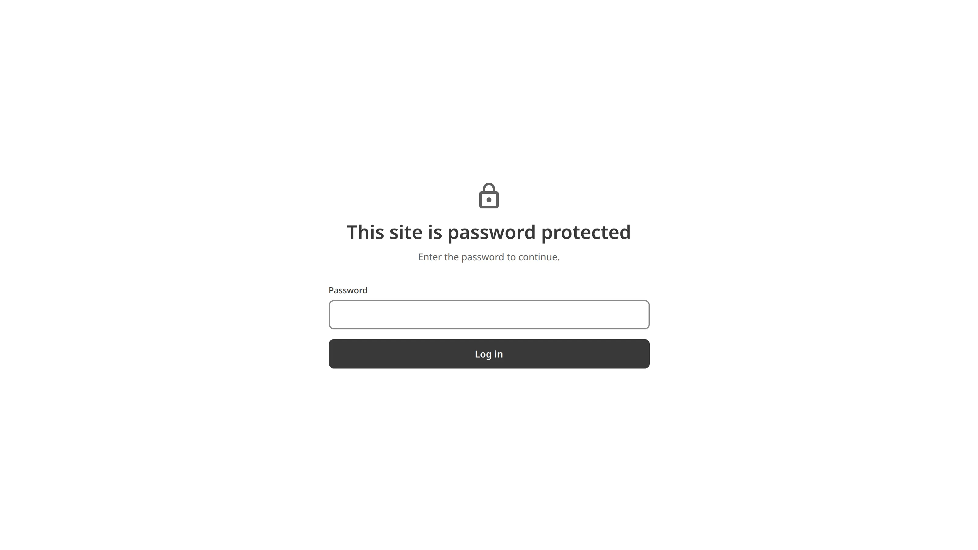 A screenshot of the default login page for a Site with Password Authentication enabled shows the heading This site is password protected, a Password field, and a Log in button.