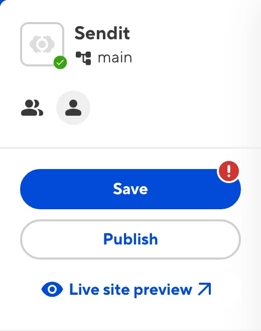 The Save Button A screenshot of the Save Button in the Site Navigation shows a Sync Paused warning notification in the top right.