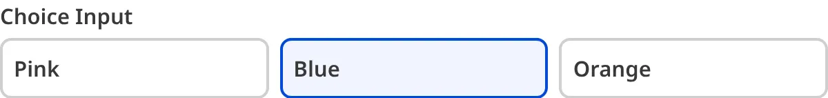 A screenshot of the Choice Input in the Data Editor shows three buttons.