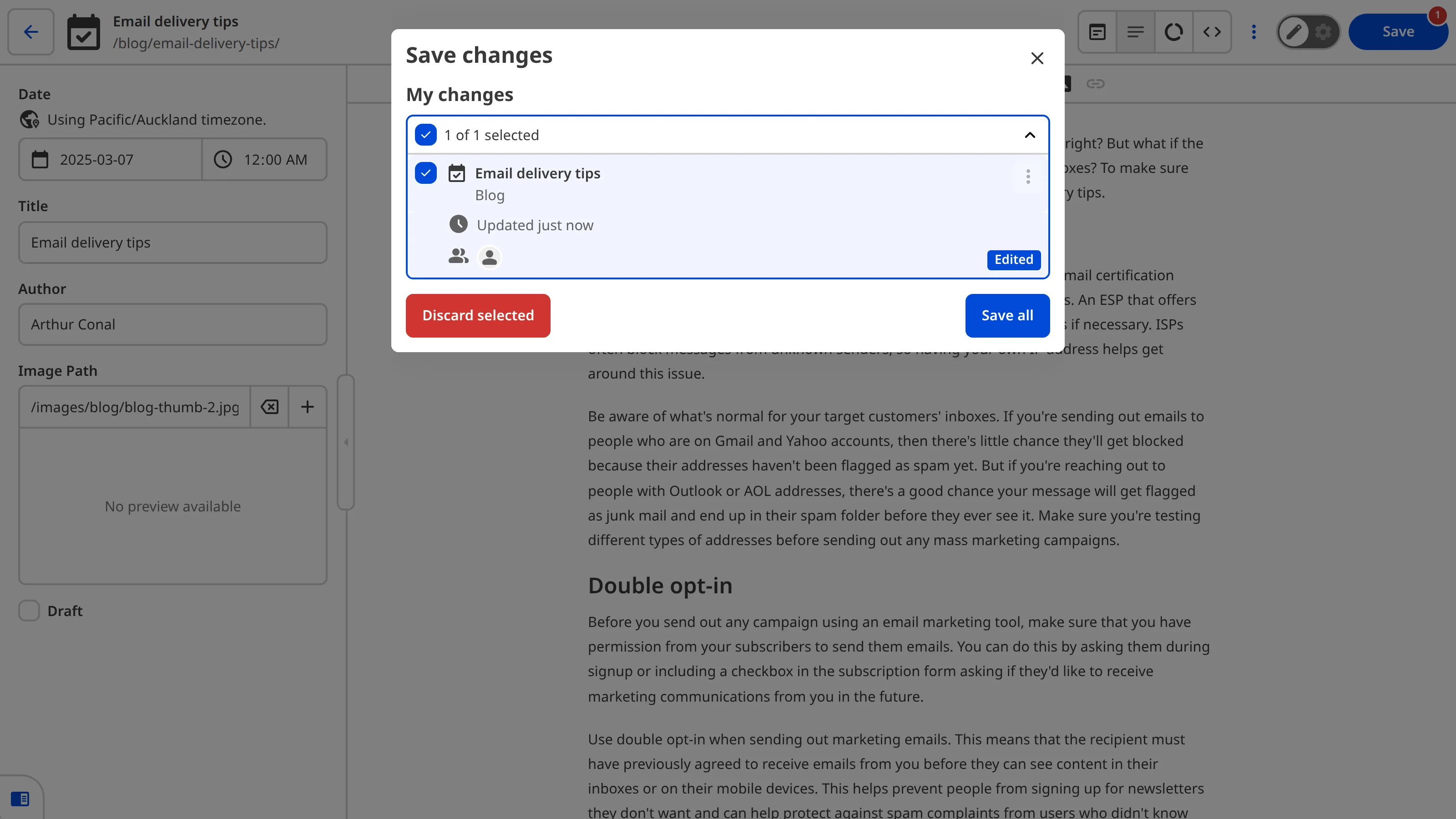 The Save Changes modal with unsaved changes to three files.