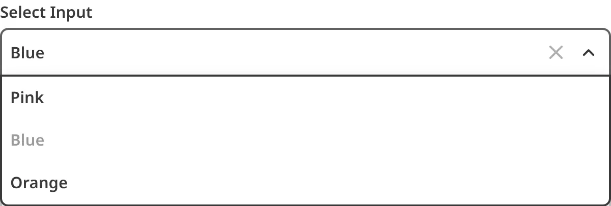 The Select input in the Data Editor with the dropdown open, showing a list of options to choose from.