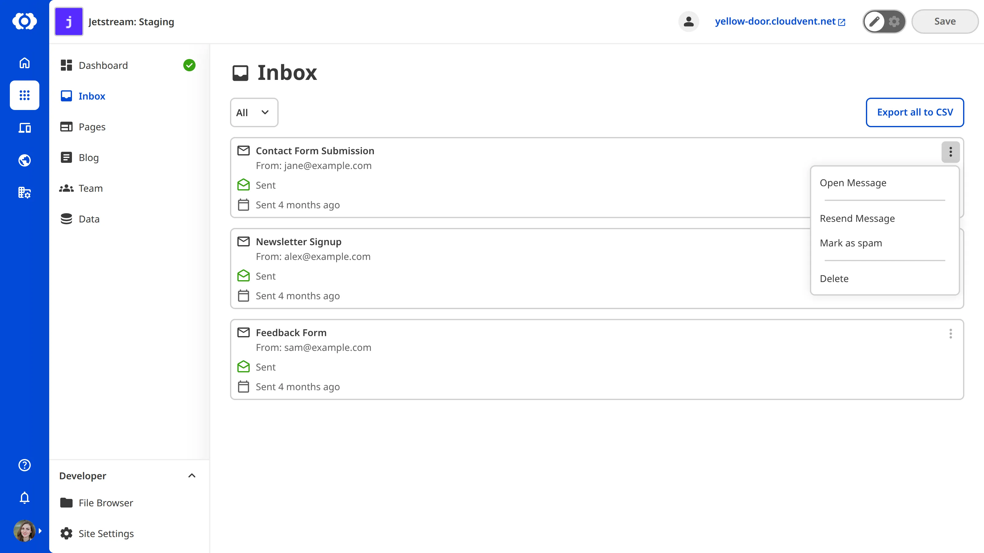 The submission context menu A screenshot of the Inbox shows a context menu open on a submission, providing options to manage the submission.