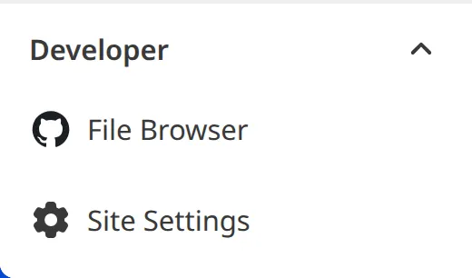 The Site Navigation A screenshot of the Site Navigation shows links to the File Browser and Site Settings.
