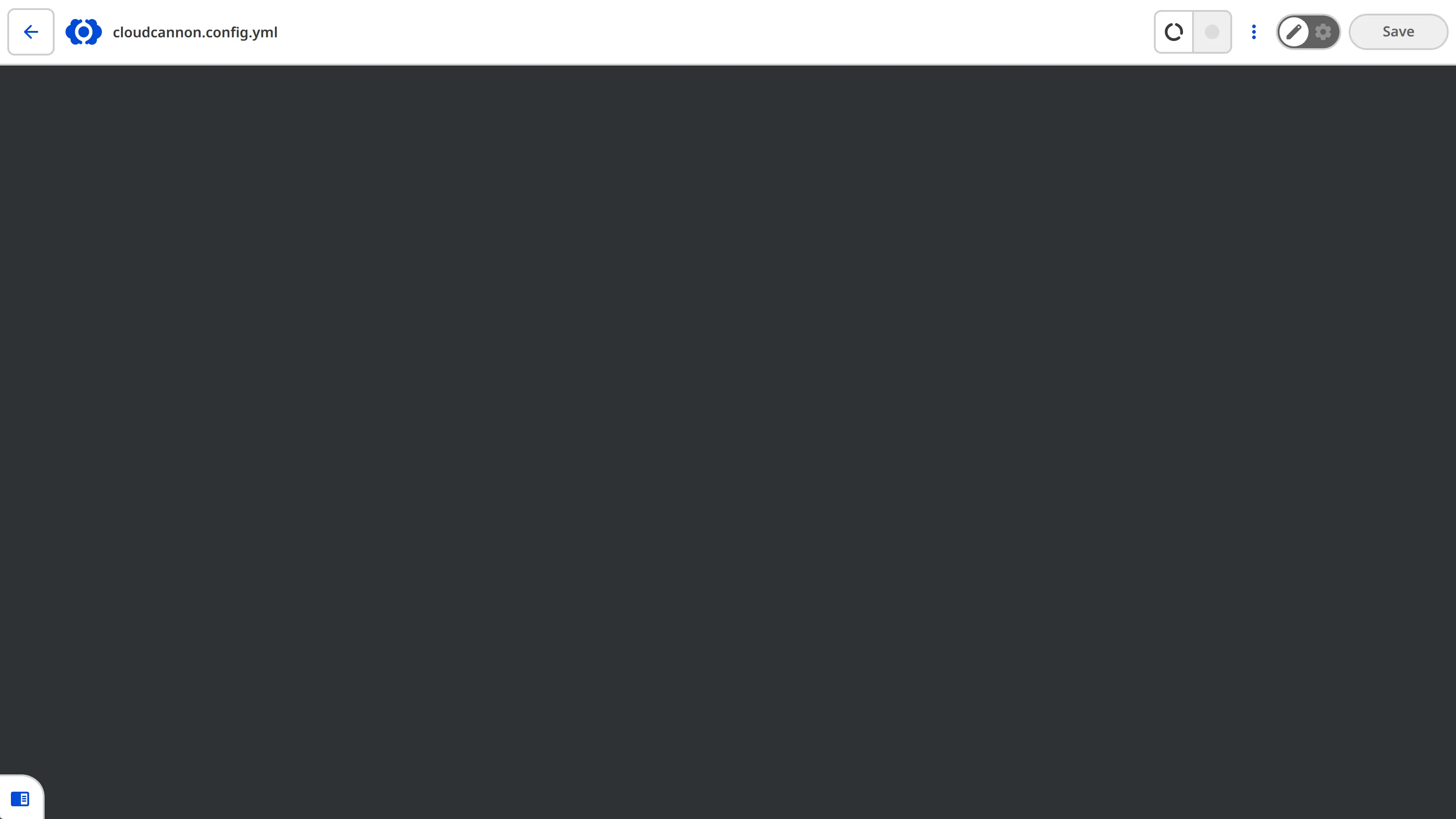 A screenshot of the Source Editor shows the CloudCannon Configuration File in plain text with syntax highlighting.