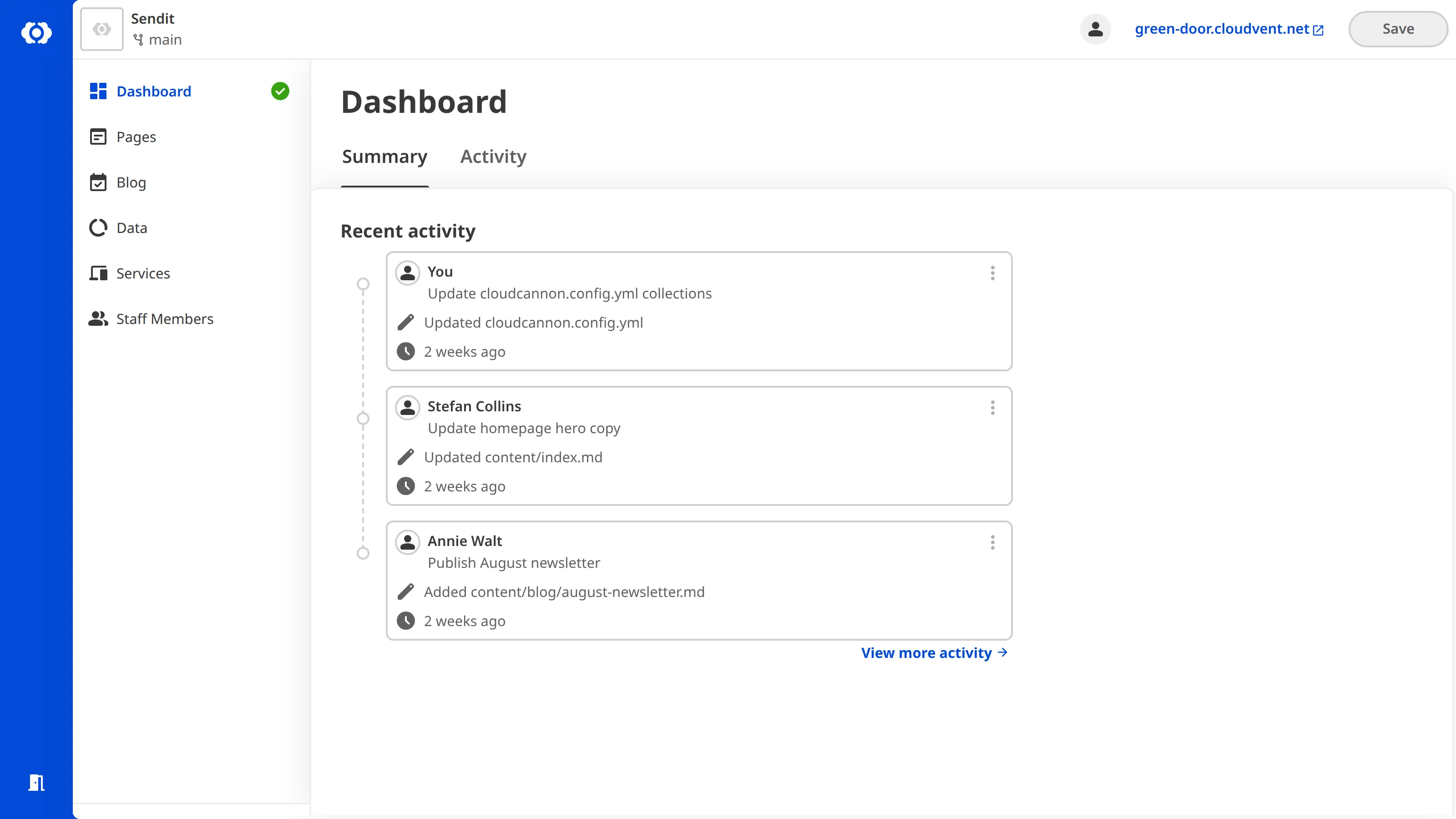A screenshot of the Client Sharing Site Dashboard shows a simplified navigation and support links.